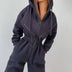 Casual Women Basic Hoodie Two Piece Sets Zipper Drawstring - Minihomy