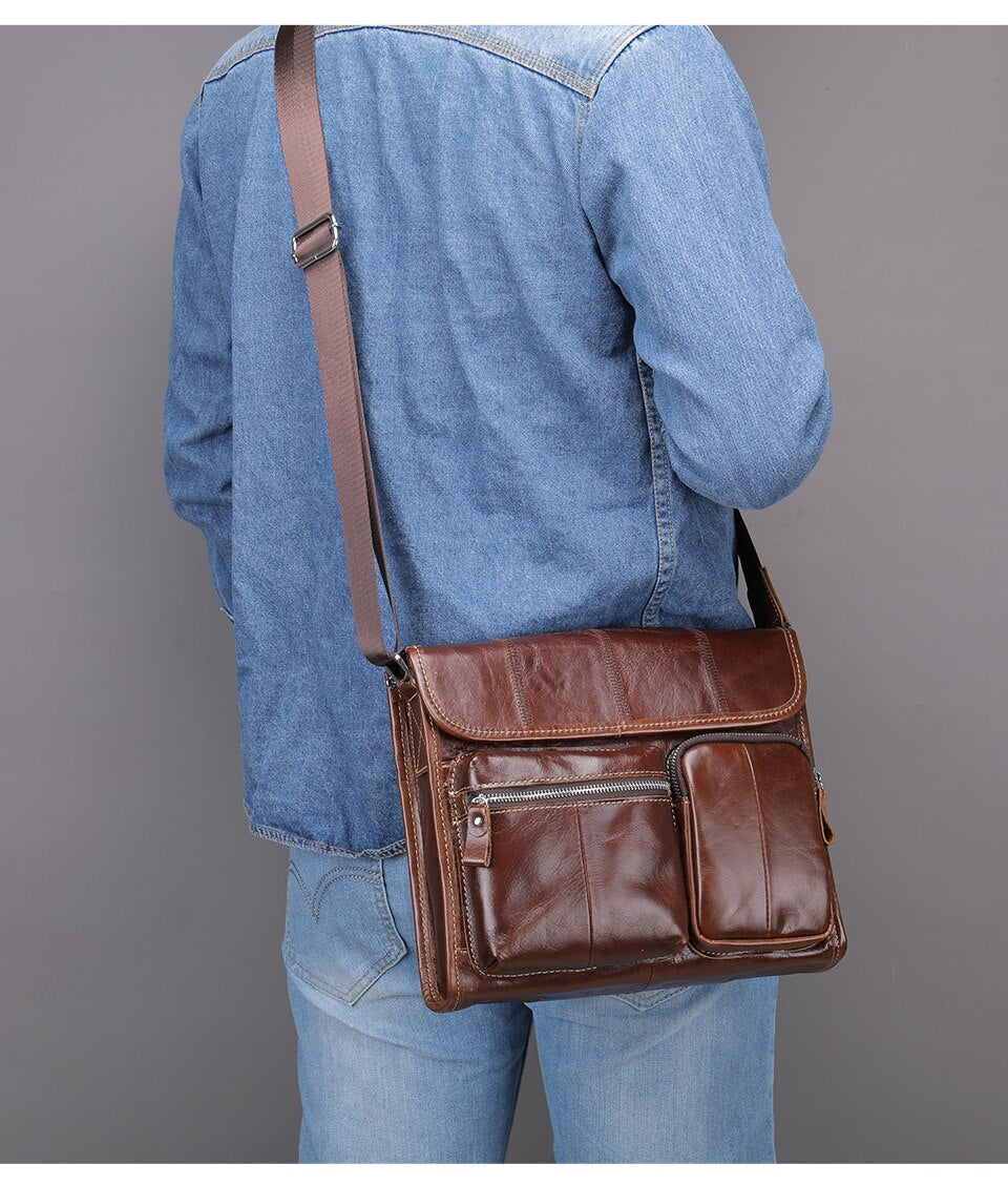 Genuine Leather Men's Bag Male Business Messenger Crossbody Bag - Minihomy