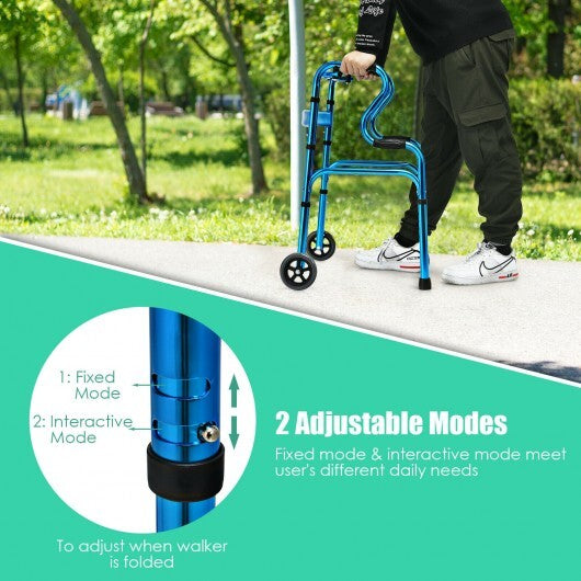 Aluminum Heavy-Duty Folding Stand-Assist Walker with Wheels - Minihomy