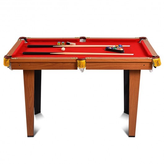 48 Inch Mini Table Top Pool Table Game Billiard Set - Color: Red - Minihomy