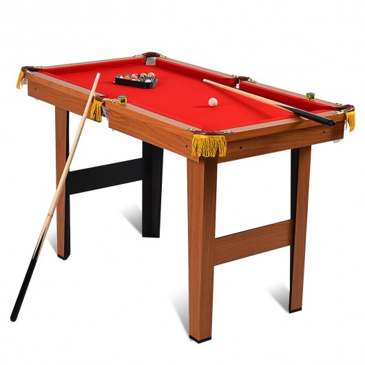 48 Inch Mini Table Top Pool Table Game Billiard Set - Color: Red - Minihomy