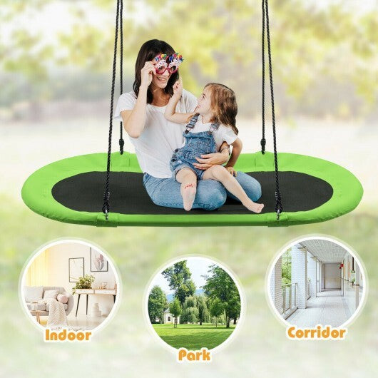 60 Inch Saucer Surf Outdoor Adjustable Swing Set-Green - Color: Green - Minihomy