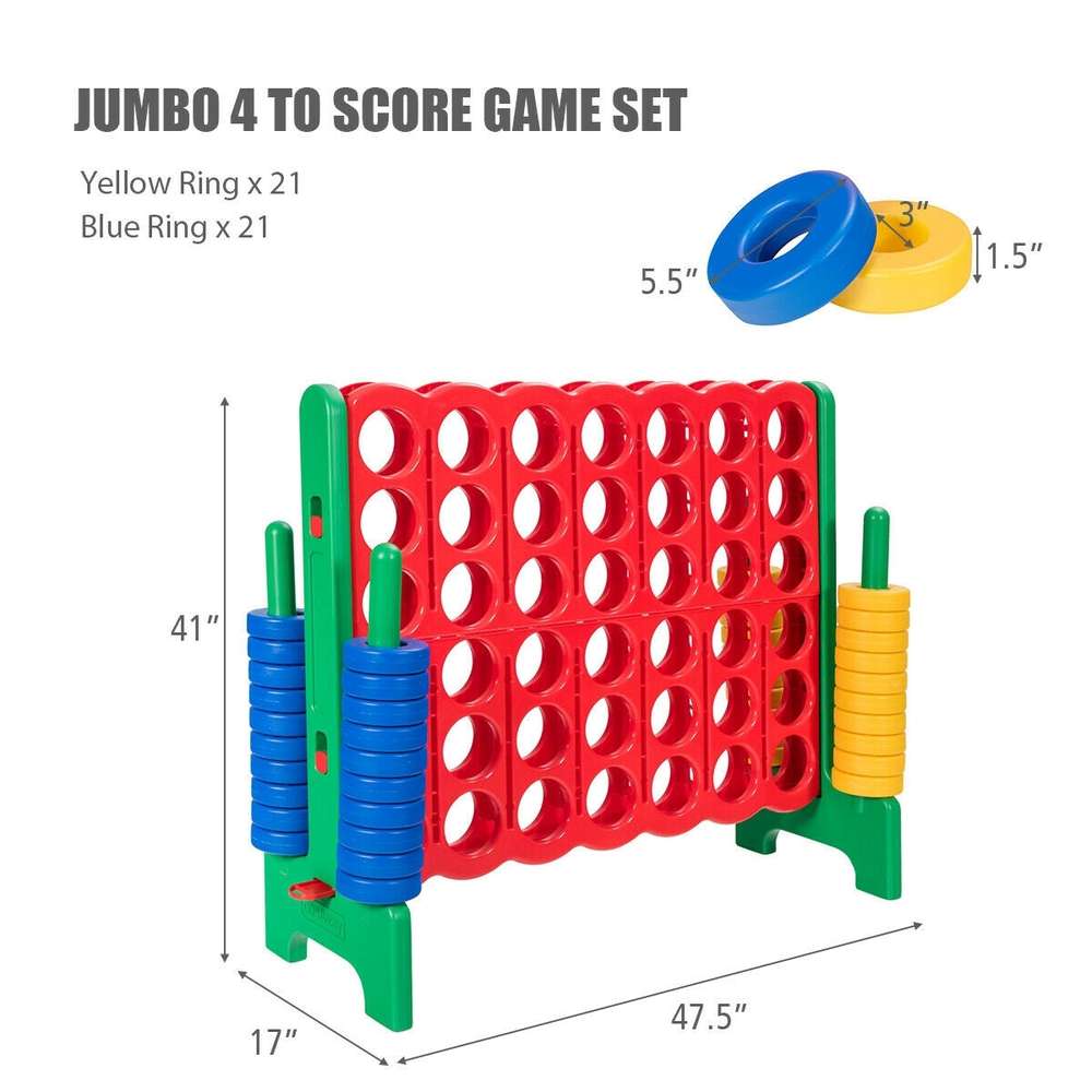 Jumbo 4-to-Score Giant Game Set with 42 Jumbo Rings and Quick-Release Slider-Green - Color: Green - Minihomy