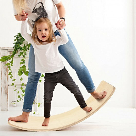 Wooden Wobble Balance Board Kids with Felt Layer-Natural - Color: Natural