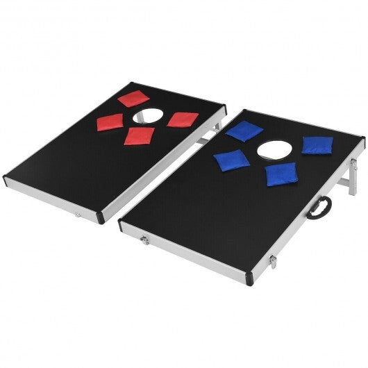 Cornhole Set with Foldable Design and Side Handle - Color: Black