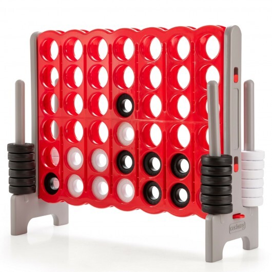 3.5 Feet Tall Jumbo 4 to Score Giant Game Set with 42 Jumbo Rings-Red - Color: Red - Minihomy