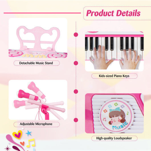 49 Keys Kids Piano Keyboard for Kids 3+-Pink - Color: Pink - Minihomy