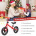 Kids No Pedal Balance Bike with Adjustable Handlebar and Seat-Red - Color: Red - Minihomy