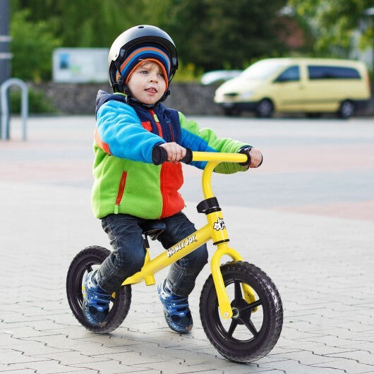 Kids No Pedal Balance Bike with Adjustable Handlebar and Seat-Yellow - Color: Yellow