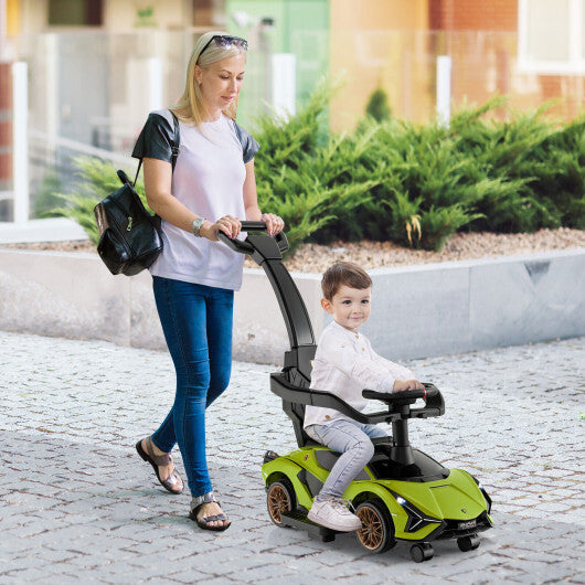 3 in 1 Licensed Lamborghini Ride Walking Toy Stroller-Green - Color: Green - Minihomy