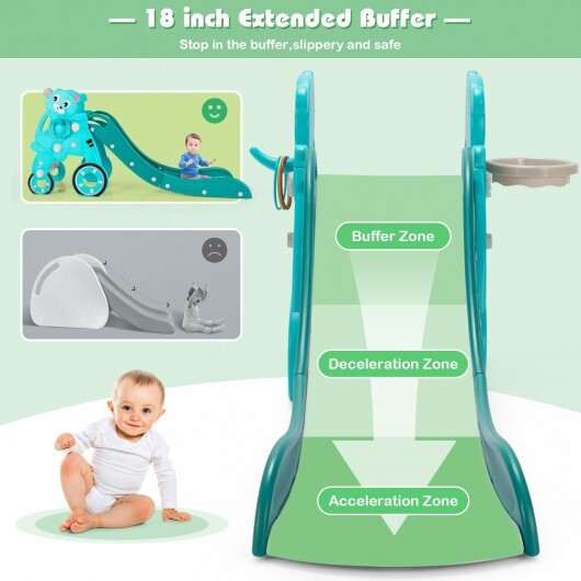 4-in-1 Foldable Baby Slide Toddler Climber Slide PlaySet with Ball-Green - Color: Green - Minihomy