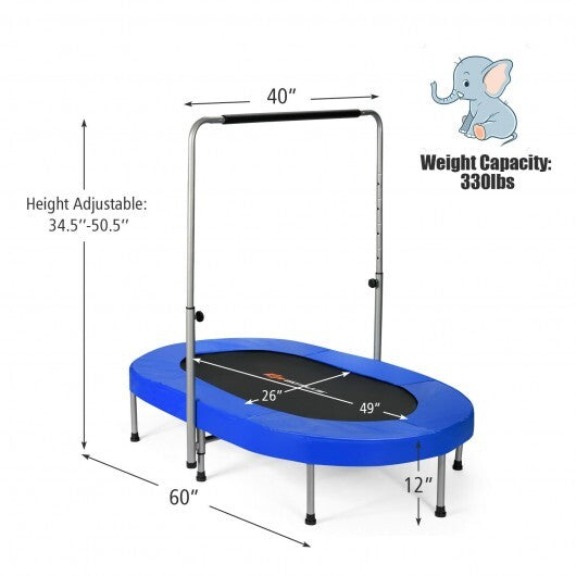 2-Person Foldable Mini Kids Fitness Rebounder Trampoline-Blue - Color: Blue - Minihomy