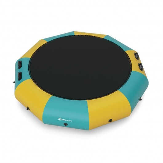 12 Feet Inflatable Splash Padded Water Bouncer Trampoline-Yellow - Color: Yellow - Minihomy