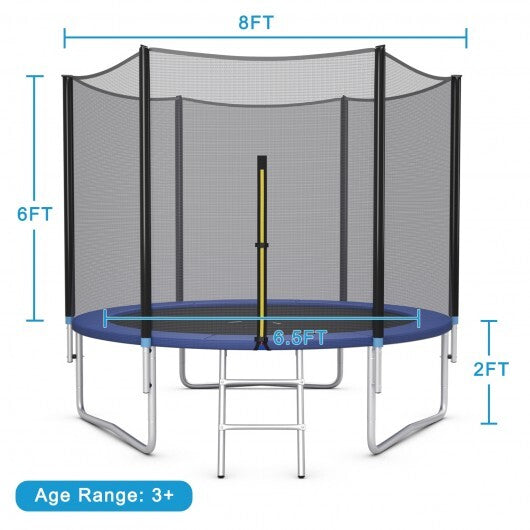 8/10/12/14/15/16 Feet Outdoor Trampoline Bounce Combo with Safety Closure Net Ladder-8 ft - Color: Black - Size: 8 ft - Minihomy