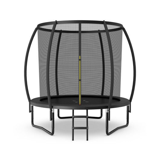 8 Feet ASTM Approved Recreational Trampoline with Ladder-Black - Color: Black - Size: 8 ft - Minihomy