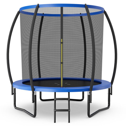 8 Feet ASTM Approved Recreational Trampoline with Ladder-Blue - Color: Blue - Size: 8 ft - Minihomy