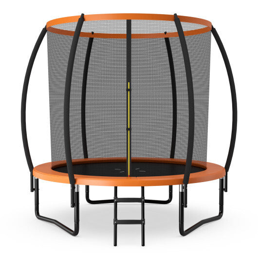 8 Feet ASTM Approved Recreational Trampoline with Ladder-Orange - Color: Orange - Size: 8 ft - Minihomy