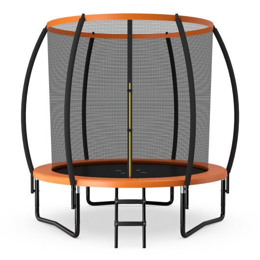 10 Feet ASTM Approved Recreational Trampoline with Ladder-Orange - Color: Orange - Size: 10 ft