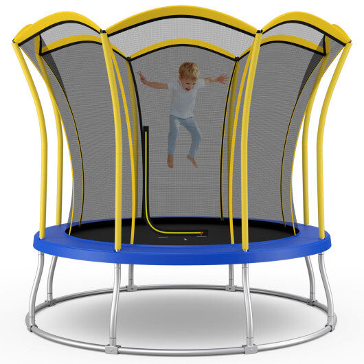 10 Feet Unique Flower Shape Trampoline with Galvanized Steel Frame-Yellow - Color: Yellow - Size: 10 ft