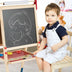 All-in-One Wooden Height Adjustable Kid's Art Easel with Magnetic Stickers and Paper - Color: Multicolor - Minihomy