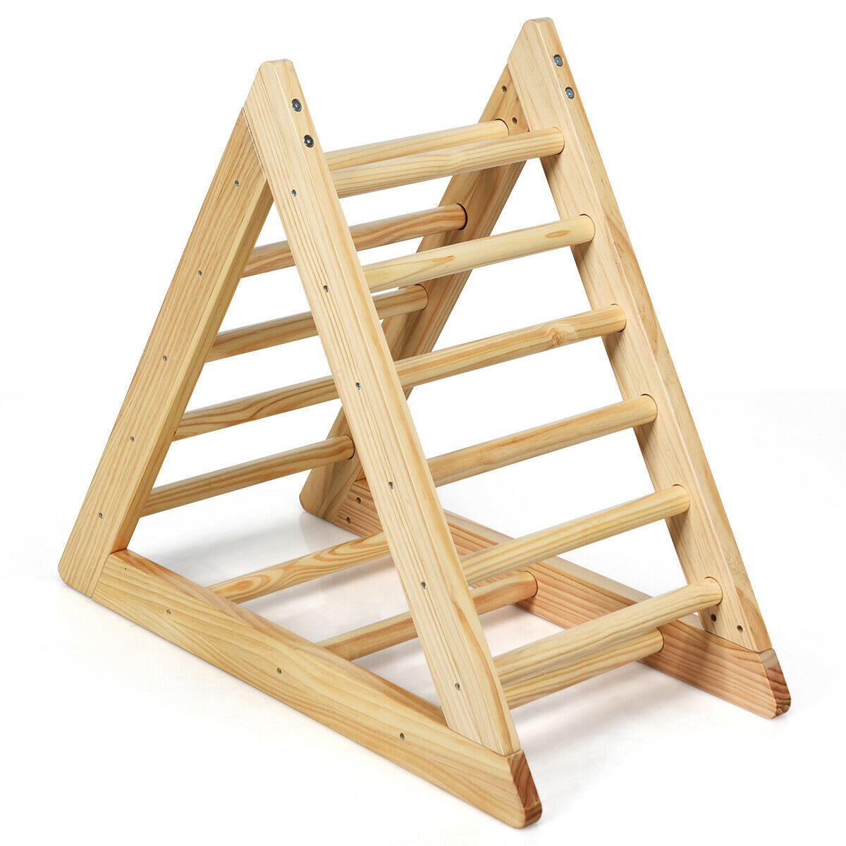 Wooden Triangle Climber for Toddler Step Training - Color: Natural