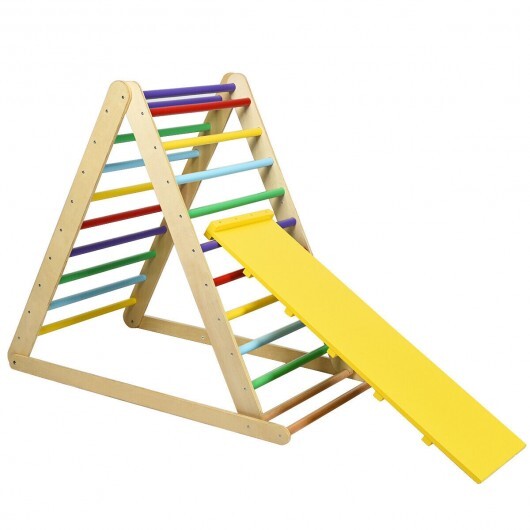 Foldable Wooden Climbing Triangle Indoor Home Climber Ladder - Color: Multicolor - Minihomy