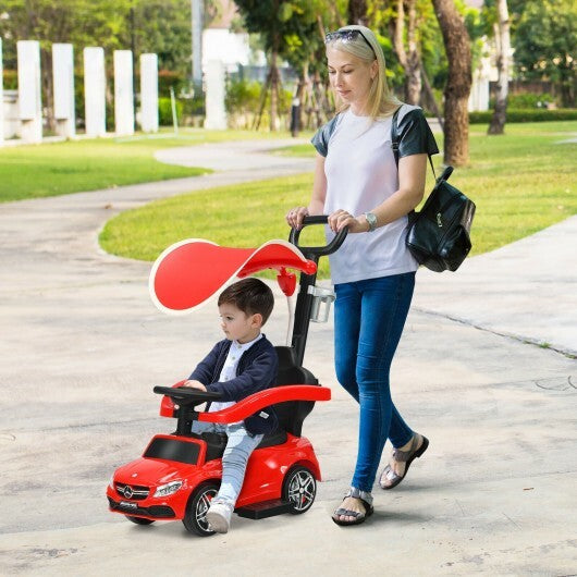 3-in-1 Mercedes Benz Ride-on Toddler Sliding Car-Red - Color: Red - Minihomy