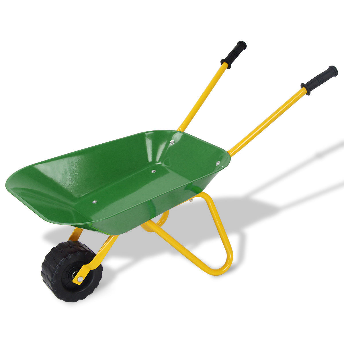 Outdoor Garden Backyard Play Toy Kids Metal Wheelbarrow-Green - Color: Green