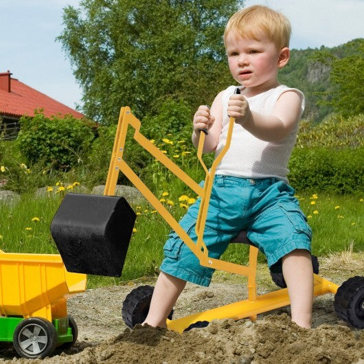 Heavy Duty Steel Frame Kid Ride-on Sand Digger - Color: Yellow - Minihomy