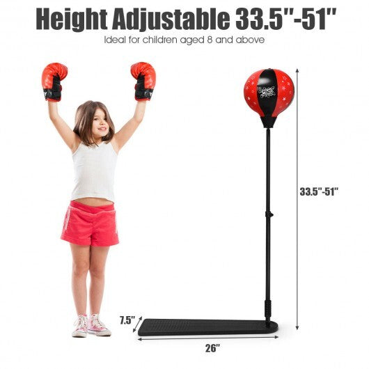 Kids Punching Bag with Adjustable Stand and Boxing Gloves - Minihomy