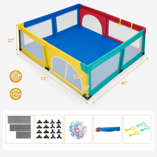 Large Infant Baby Playpen Safety Play Center Yard with 50 Ocean Balls-Color - Color: Multicolor - Minihomy