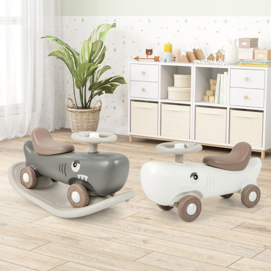 Convertible Rocking Horse and Sliding Car with Detachable Balance Board-White - Color: White - Minihomy