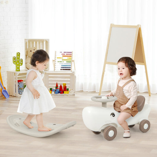 Convertible Rocking Horse and Sliding Car with Detachable Balance Board-White - Color: White - Minihomy