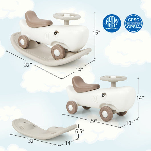 Convertible Rocking Horse and Sliding Car with Detachable Balance Board-White - Color: White - Minihomy