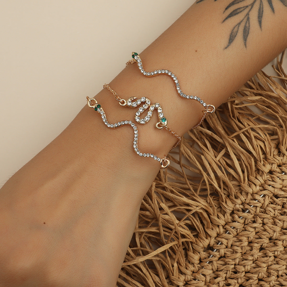 Vintage Stacked Snake-Shaped Chain Bracelet Jewelry - Minihomy