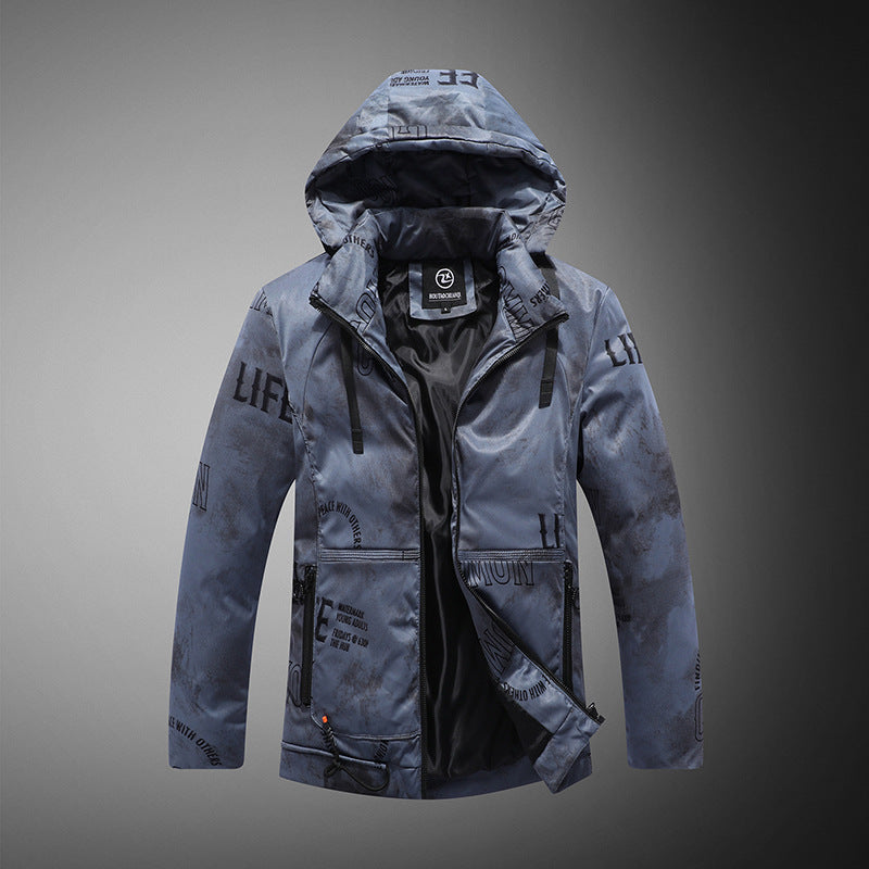 Men Winter Jacket With Velvet Pattern - Minihomy