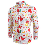 Men's Long-sleeved Christmas Flower Shirt Casual Print Plus Size - Minihomy