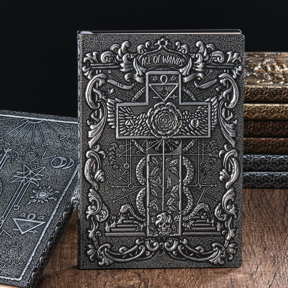 Tarot Card Retro Embossed Notebook PU Bronze Notepad Factory Direct Supply