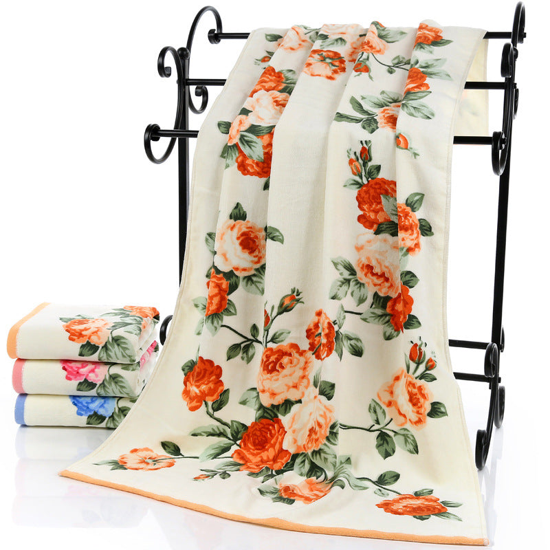 Cut Velvet Printed Bath Towel Is Soft And Thick - Minihomy