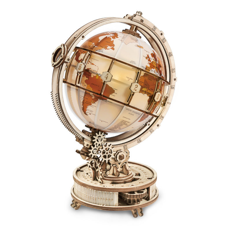 Wooden Assembled Globe Model Office Desktop Decoration