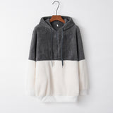 Women's Casual Round Neck Rope Hooded Stitching Sweater Jacket