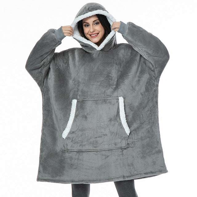 Mink Fleece Warm Loose Blanket Sweater - Minihomy