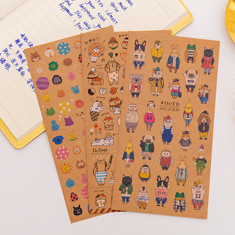 Deep Japanese Kraft Paper Cat Sticker - Minihomy