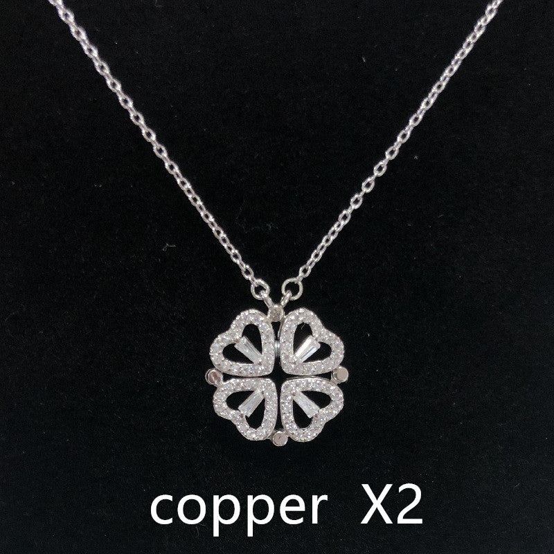 Heart-to-heart Four-leaf Clover Necklace - Minihomy