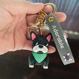 Cartoon French Fighting Dog Car Keychain - Minihomy