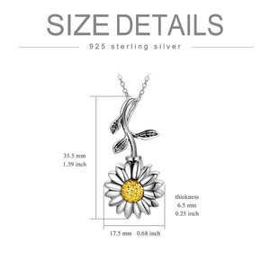 Sunflower Cremation Jewelry 925 Sterling Silver Urn Necklace Keepsake Ashes Hair Memorial Pendant Locket