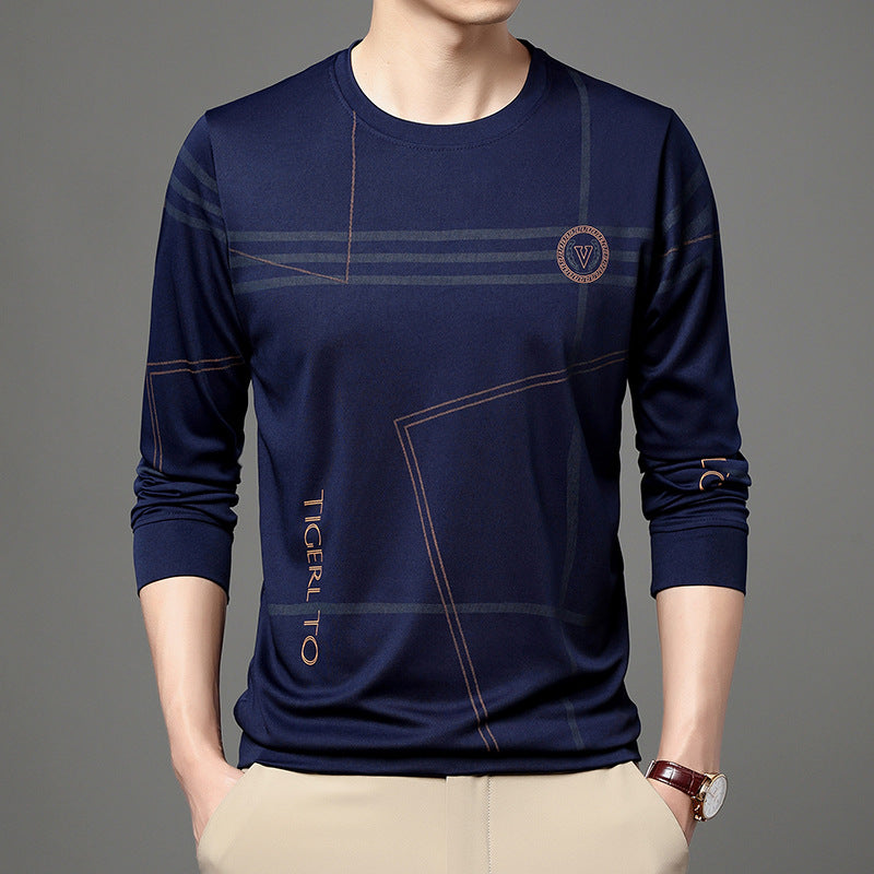 Men's Round Neck Long Sleeve T-Shirt - Minihomy