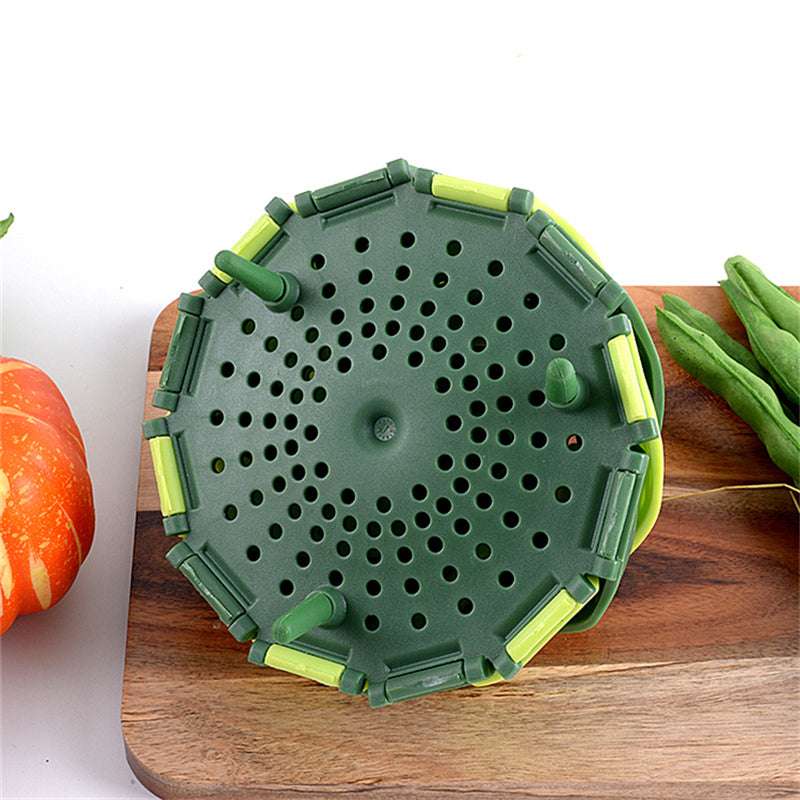 Kitchen Foldable And Retractable Fruit Basket In Plastic Steamer With Handle - Minihomy