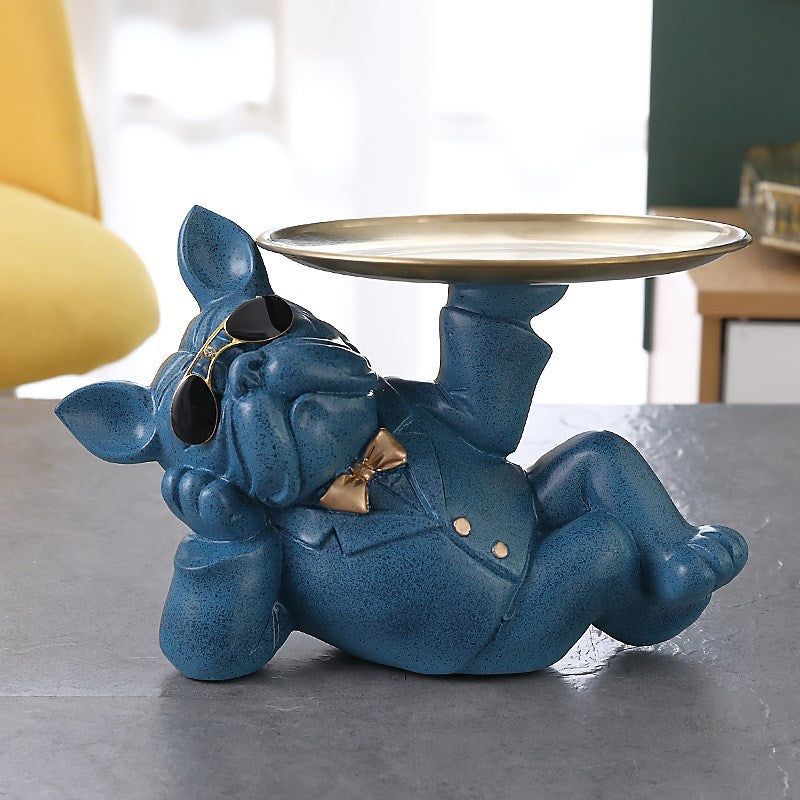 Bulldog Dog Storage Snacks Key Light Luxury Candy Plate Fruit Plate Nordic Fruit Plate Entrance Place Decoration Tray