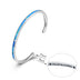 Blue and White Opal Bangle Bracelet Sterling Silver Adjustable Cuff Bracelets